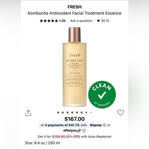 Fresh Black Tea Kombucha Facial Essence Value Size - BRAND NEW